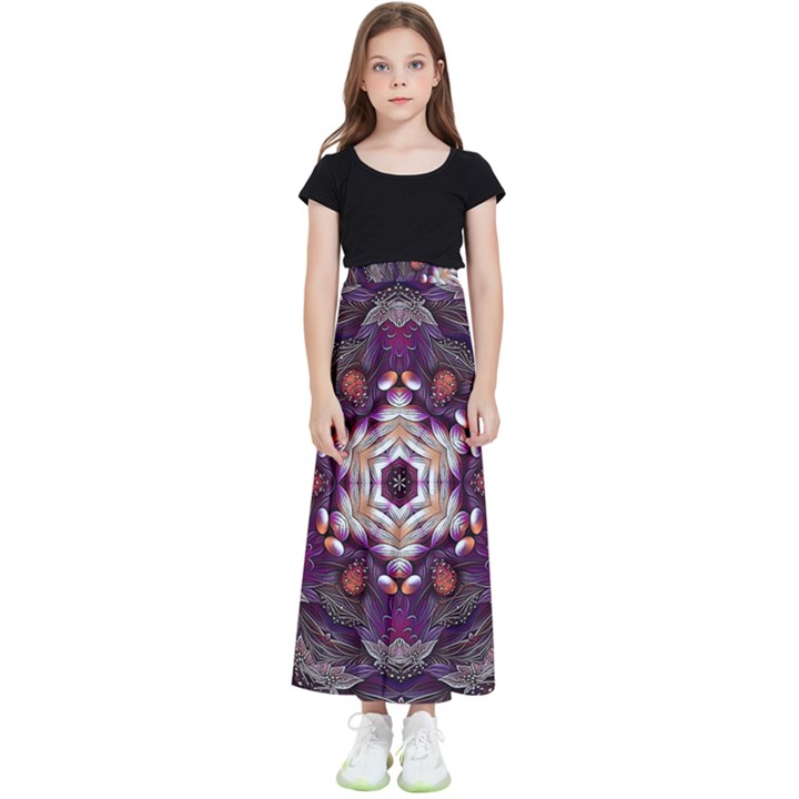 Rosette Kaleidoscope Mosaic Abstract Background Art Kids  Flared Maxi Skirt