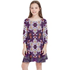 Rosette Kaleidoscope Mosaic Abstract Background Art Kids  Quarter Sleeve Skater Dress by Vaneshop