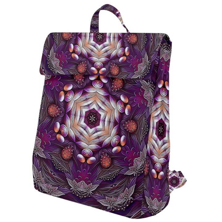 Rosette Kaleidoscope Mosaic Abstract Background Art Flap Top Backpack