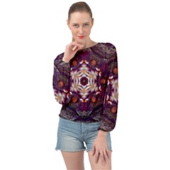 Rosette Kaleidoscope Mosaic Abstract Background Art Banded Bottom Chiffon Top by Vaneshop