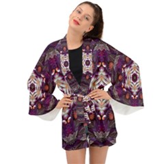 Rosette Kaleidoscope Mosaic Abstract Background Art Long Sleeve Kimono by Vaneshop