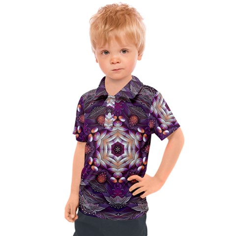 Rosette Kaleidoscope Mosaic Abstract Background Art Kids  Polo T-shirt by Vaneshop