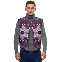 Rosette Kaleidoscope Mosaic Abstract Background Art Men s Button Up Puffer Vest	