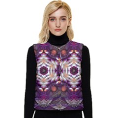 Rosette Kaleidoscope Mosaic Abstract Background Art Women s Button Up Puffer Vest