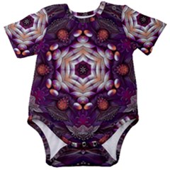 Rosette Kaleidoscope Mosaic Abstract Background Art Baby Short Sleeve Bodysuit by Vaneshop