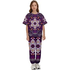 Rosette Kaleidoscope Mosaic Abstract Background Art Kids  T-shirt And Pants Sports Set by Vaneshop