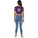 Rosette Kaleidoscope Mosaic Abstract Background Art Short Sleeve Square Neckline Crop Top  View4