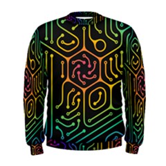 Circuit Hexagonal Geometric Pattern Background Pattern Men s Sweatshirt