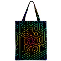 Circuit Hexagonal Geometric Pattern Background Pattern Zipper Classic Tote Bag by Vaneshop