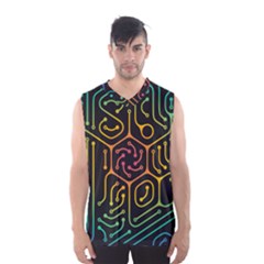 Circuit Hexagonal Geometric Pattern Background Pattern Men s Basketball Tank Top by Vaneshop