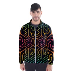 Circuit Hexagonal Geometric Pattern Background Pattern Men s Windbreaker