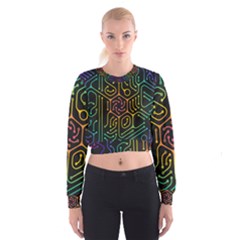 Circuit Hexagonal Geometric Pattern Background Pattern Cropped Sweatshirt