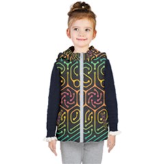 Circuit Hexagonal Geometric Pattern Background Pattern Kids  Hooded Puffer Vest