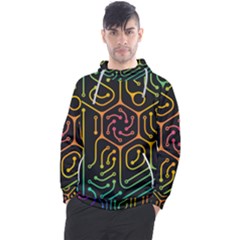 Circuit Hexagonal Geometric Pattern Background Pattern Men s Pullover Hoodie