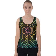 Circuit Hexagonal Geometric Pattern Background Pattern Velvet Tank Top by Vaneshop