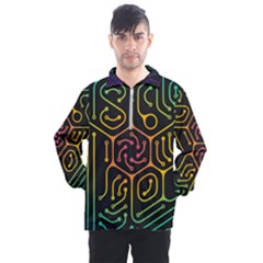 Circuit Hexagonal Geometric Pattern Background Pattern Men s Half Zip Pullover