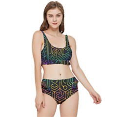 Circuit Hexagonal Geometric Pattern Background Pattern Frilly Bikini Set