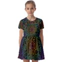 Circuit Hexagonal Geometric Pattern Background Pattern Kids  Short Sleeve Pinafore Style Dress View1