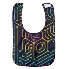 Circuit Hexagonal Geometric Pattern Background Pattern Baby Bib by Vaneshop