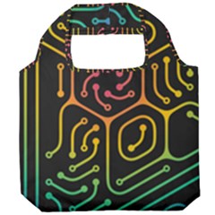 Circuit Hexagonal Geometric Pattern Background Pattern Foldable Grocery Recycle Bag