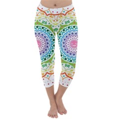 Mandala Pattern Rainbow Pride Capri Winter Leggings 