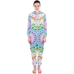 Mandala Pattern Rainbow Pride Hooded Jumpsuit (ladies)