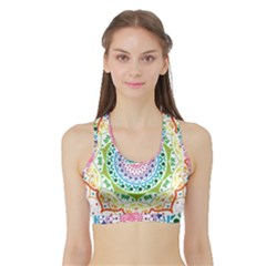 Mandala Pattern Rainbow Pride Sports Bra With Border by Vaneshop