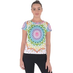 Mandala Pattern Rainbow Pride Short Sleeve Sports Top  by Vaneshop