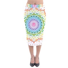 Mandala Pattern Rainbow Pride Velvet Midi Pencil Skirt by Vaneshop