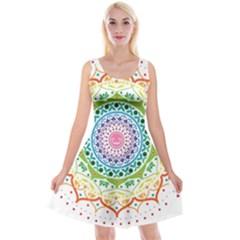 Mandala Pattern Rainbow Pride Reversible Velvet Sleeveless Dress