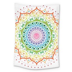 Mandala Pattern Rainbow Pride Large Tapestry