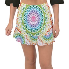 Mandala Pattern Rainbow Pride Fishtail Mini Chiffon Skirt