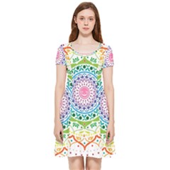 Mandala Pattern Rainbow Pride Inside Out Cap Sleeve Dress by Vaneshop