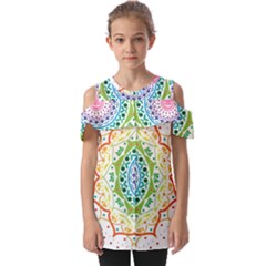 Mandala Pattern Rainbow Pride Fold Over Open Sleeve Top by Vaneshop