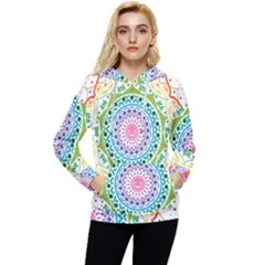 Mandala Pattern Rainbow Pride Women s Lightweight Drawstring Hoodie