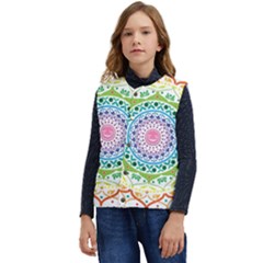 Mandala Pattern Rainbow Pride Kid s Button Up Puffer Vest	