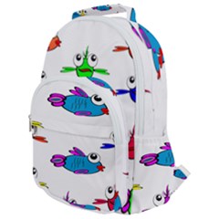 Fish Swim Cartoon Funnycute Rounded Multi Pocket Backpack by Sapixe