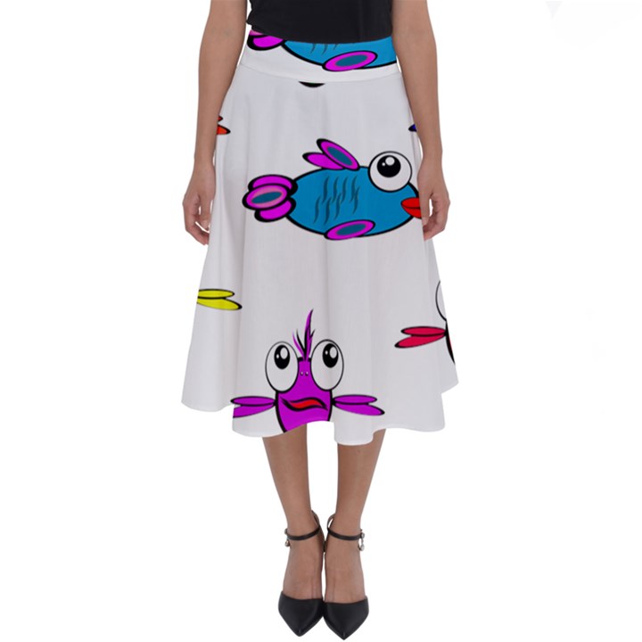 Fish Swim Cartoon Funnycute Perfect Length Midi Skirt