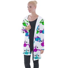 Fish Swim Cartoon Funnycute Longline Hooded Cardigan by Sapixe