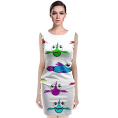 Fish Swim Cartoon Funnycute Sleeveless Velvet Midi Dress