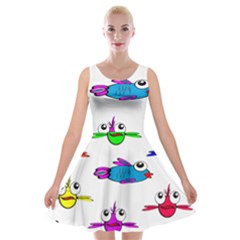 Fish Swim Cartoon Funnycute Velvet Skater Dress