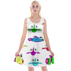 Fish Swim Cartoon Funnycute Reversible Velvet Sleeveless Dress