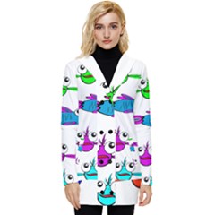 Fish Swim Cartoon Funnycute Button Up Hooded Coat  by Sapixe