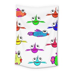 Fish Swim Cartoon Funnycute Small Tapestry