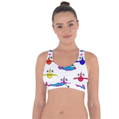 Fish Swim Cartoon Funnycute Cross String Back Sports Bra by Sapixe