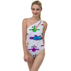 Fish Swim Cartoon Funnycute To One Side Swimsuit by Sapixe