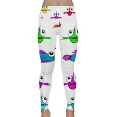 Fish Swim Cartoon Funnycute Lightweight Velour Classic Yoga Leggings by Sapixe