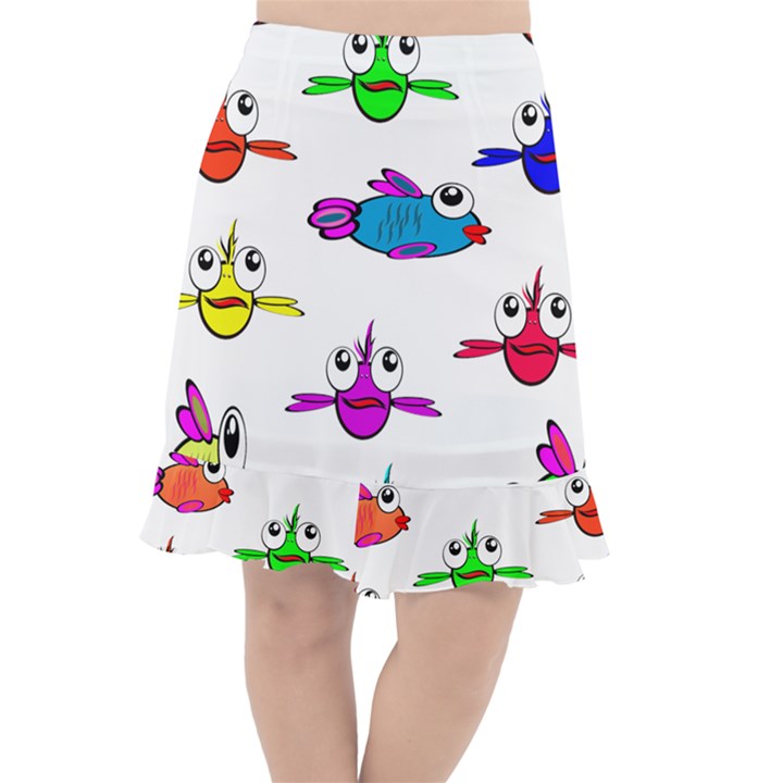 Fish Swim Cartoon Funnycute Fishtail Chiffon Skirt