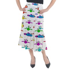 Fish Swim Cartoon Funnycute Midi Mermaid Skirt by Sapixe