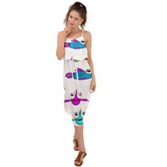 Fish Swim Cartoon Funnycute Waist Tie Cover Up Chiffon Dress by Sapixe